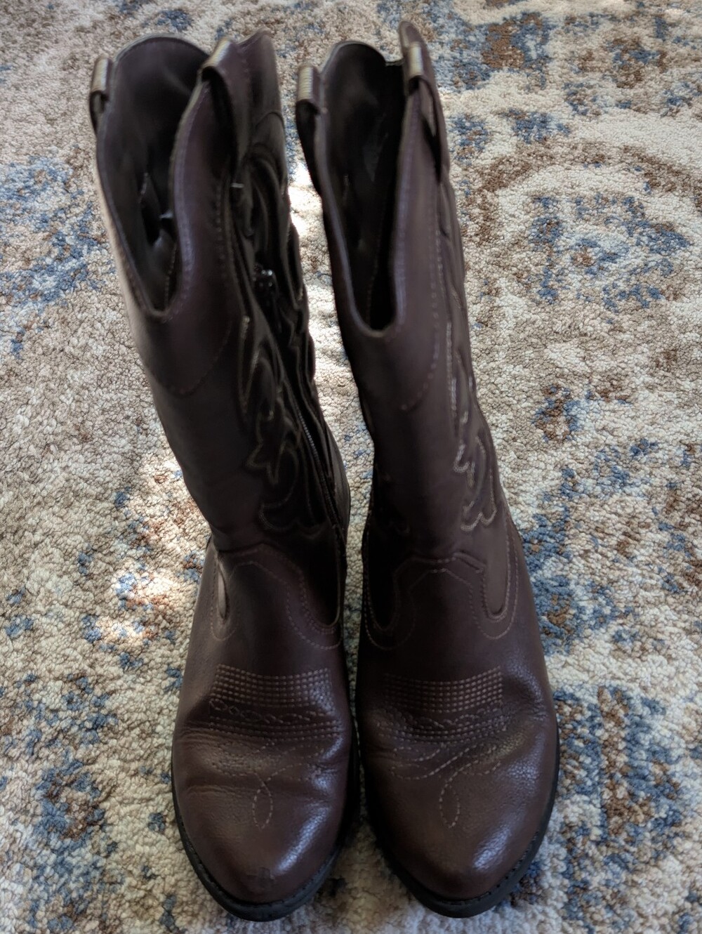 Cat & Jack Kids Brown Embroidered Western Cowboy Boots Size 4